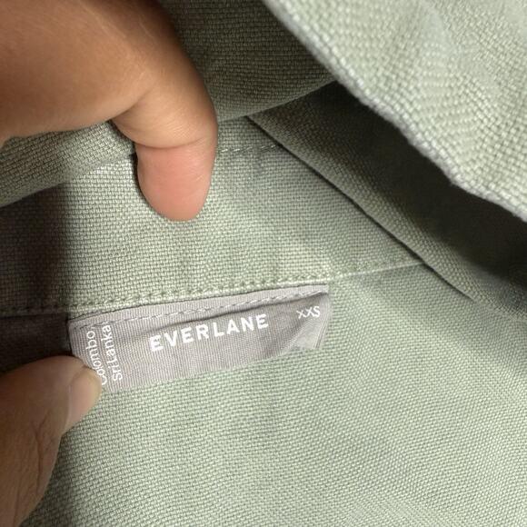 Everlane Cross WideStrap Crop Tank Top XXS Green Organic Cotton Canvas Citycore - Picture 3 of 7